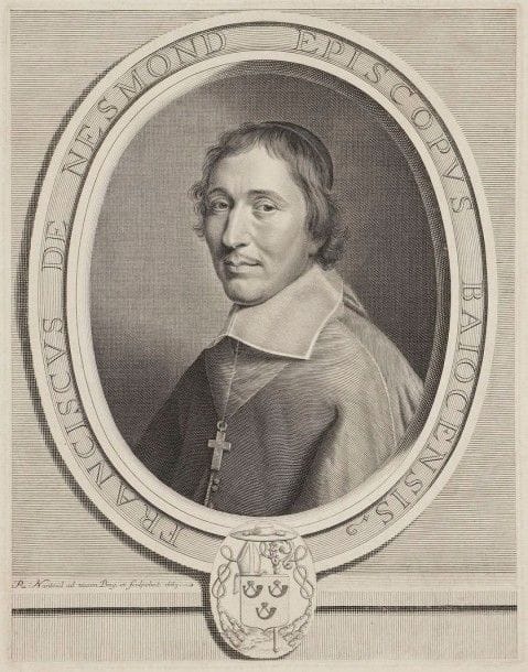 Robert NANTEUIL (1623-1678)

François de Nesmond, évêque de Bayeux. 1663. Burin. 258 x 327. Petitjean et Wickert 182. Belle épreuve du 2e état (sur 4), avant modification de la date et ajout des cors de chasse dans les angles de la planche. Infimes rousseurs. Pli de tirage dans la marge supérieure. Belles marges