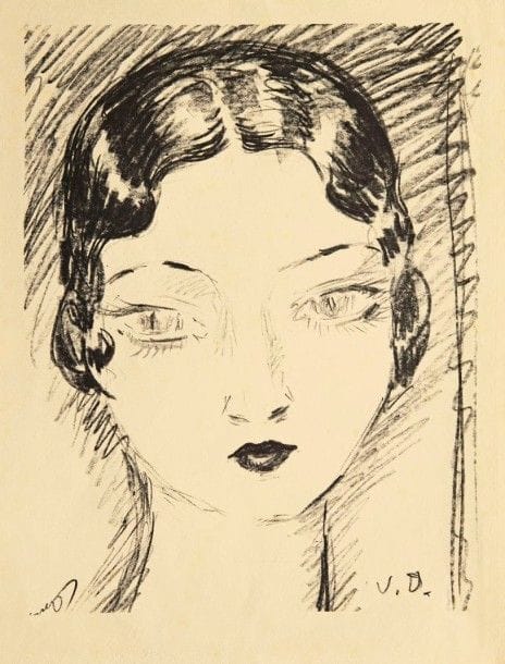 Kees Van Dongen

Tête de femme de face, cheveux courts. 1929. Lithographie. 283 x 218. Juffermans L 15. Très belle et fraîche épreuve sur vélin ivoire, la signature lithographiée apparente. Rousseurs claires éparses. Petites marges normales. Tirage pour Le Manuscrit autographe. Joint : même sujet. 272 x 220. Épreuve tirée pleines marges sur la pierre biffée, sur vélin mince. Infimes rousseurs. Ens. 2 p