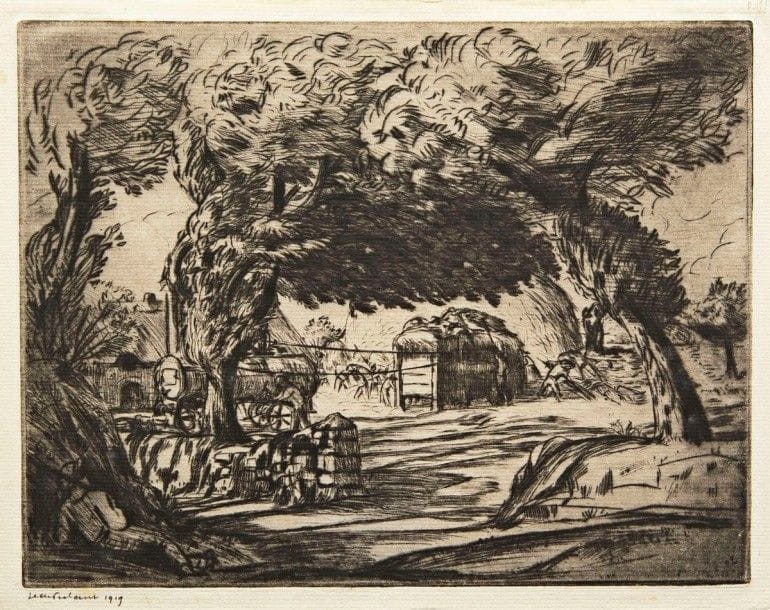 JEAN FRÉLAUT

La Mort du châtaignier. 1914 ; Les Batteries. 1919. Eau-forte et pointe sèche. 269 x 210 et 211 x 270. Delteil 163 et 177. Belles épreuves sur vergé, signées au crayon, la 1re numérotée, la 2e datée. Trace très claire d?insolation à la 1re. Petites marges normales. Ens. 2 p