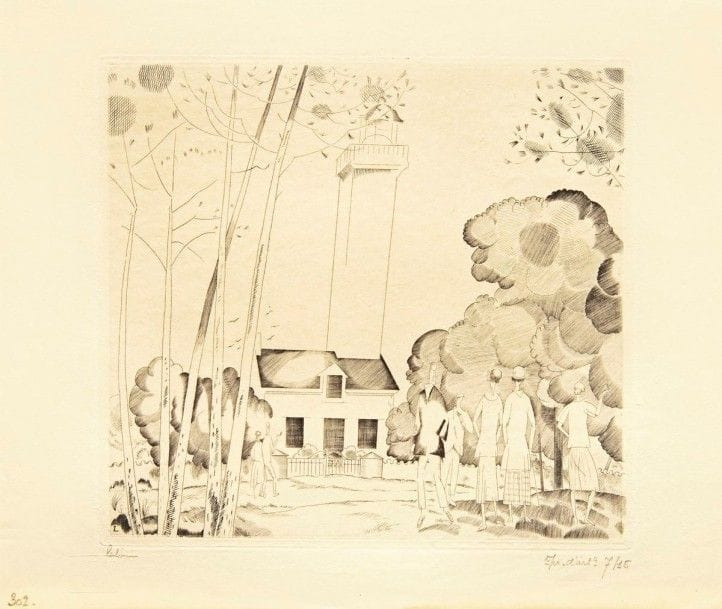 Jean-Emile LABOUREUR

La Promenade au phare. 1925. Burin. 168 x 180. Laboureur 302. Très belle épreuve sur vélin mince crème, signée au crayon puis annotée par l?éditeur « Epreuve d?artiste » et numérotée. Toutes marges. Tirage définitif à 70 épreuves. Timbre sec : H. Petiet éditeur Paris (Lugt 2021a)