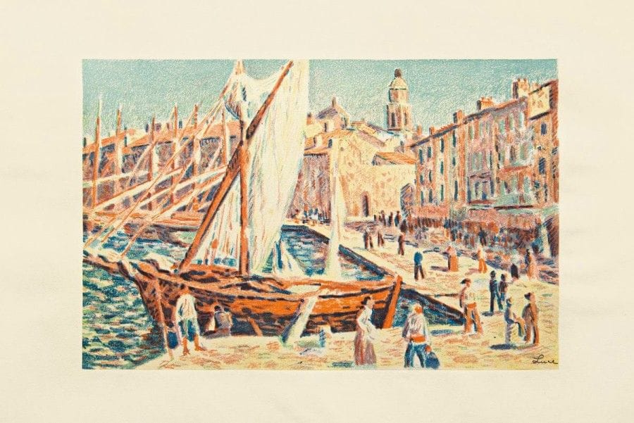 Maximilien Luce

Saint-Tropez. 1897. Lithographie. 261 x 396. I.F.F. 30. Impression en couleurs. Très belle et fraîche épreuve sur chine collé sur vélin crème, signée à la pierre noire dans l?angle inférieur droit du sujet et numérotée par l?éditeur G. Pellet à la mine de plomb dans l?angle inférieur droit du feuille. Quelques rousseurs claires sur le support. Toutes marges. Tirage définitif à 60 épreuves