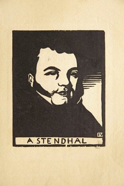 Félix VALLOTTON

À Stendhal. 1897. Bois gravé. 159 x 125. Vallotton et Goerg 182 b. Belle épreuve sur vélin mince chamois. Menues salissures ou traces d?encre. Toutes marges. Joint : Félix Vallotton (d?après). Napoléon. 1897. Reproduction du bois gravé. 156 x 124. Vallotton et Goerg 181. Très belle épreuve sur vélin glacé crème, du tirage effectué pour J. Meier-Graefe, Félix Vallotton, Paris, Sagot éd. Ens. 2 p