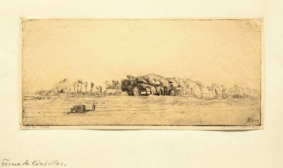 Adolphe BEAUFRÈRE

Kerehou, le Pouldu (ou Ferme de Kénévélas). 1908. Pointe sèche. 111 x 249. Morane 08-06. Très belle épreuve sur vélin mince, annotée « épr. d?état » et signée au crayon. Marges étroites normales