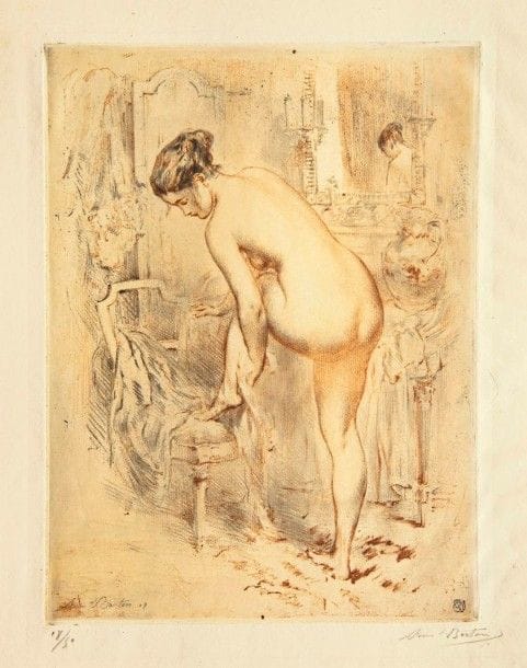 Armand Berton

La Toilette. 1907. Vernis mou. 320 x 235. Impression en couleurs. Parfaite épreuve sur japon, numérotée et signée au crayon. Toutes marges. Tirage à 50 épreuves. Timbre : L?Estampe Nouvelle (Lugt 886)
