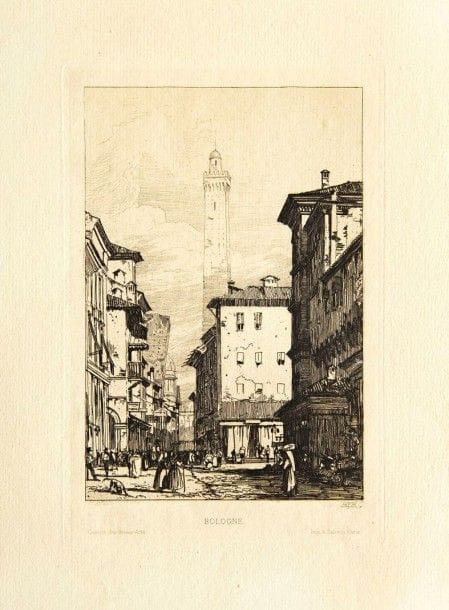 Richard Parkes BONINGTON

Bologna. 1826-1827. Eau-forte. 215 x 134. Curtis 62. Très belle épreuve sur vergé, du tirage de la Gazette des Beaux-Arts. Infimes rousseurs. Toutes marges. Joint : Tour aux Archives, à Vernon. 1824 ; Ancienne porte de Stirling. 1826. Lithographie. 210 x 159 et 162 x 219. Curtis 18 et 33. Belles épreuves sur chine appliqué, la 1re du 2e état (sur 3), à l?adresse d?Engelmann. Rousseurs éparses. Toutes marges. Ens. 3 p