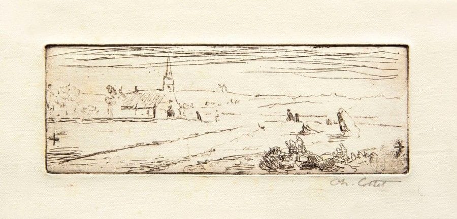 Charles COTTET

Église (croquis). Vernis mou. 59 x 164. Morane 25. Très belle épreuve sur vélin blanc fort, signée au crayon. Quelques rousseurs claires. Petite déchirure au bord droit. Toutes marges. Rare. (Selon Morane, cette planche n?aurait été tirée qu?à quelques épreuves d?essai)