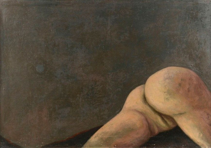 Thomas Schindler né en 1959Eva Rückvuertig I, 1990Huile sur toile Signée, monogrammée, titrée et datée au dos131 x 161 cm 