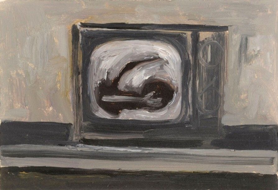 Francisco Pistolesi né en 1956La Télévision, 1989 Peinture sur papier Signée, datée et située « New York » au dos17 x 24 cm 