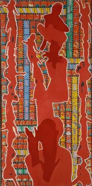 Tian Han Quan né en 1970Personnage rougePeinture sur toile Non signée 200 x 100 cm 