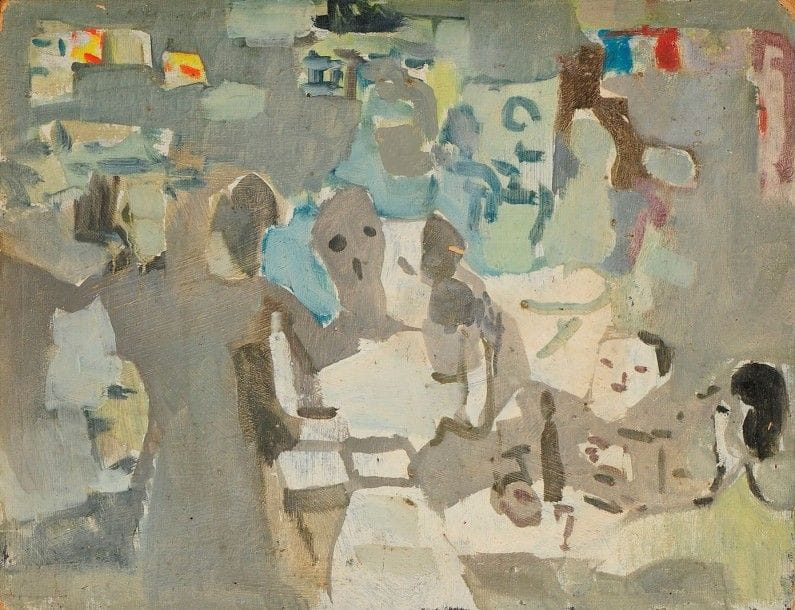 Francisco BORES [espagnol] (1898-1972)

Personnages, 1961
Huile sur carton.
Non signée.
27 x 35 cm

Bibliographie:
Hélène Dechanet Bores, Francisco Bores, Catalogue Raisonné de l'oeuvre peint, Tome II 1945-1972, Madrid, 2003, numéro 1961 / 24.
