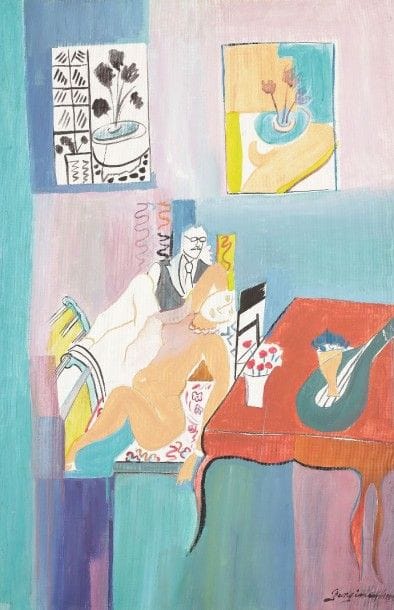 Georgine HADDAD [libanaise] (née en 1957)

Le Couple, 1990
Huile sur toile.
Signée en bas à droite.
92 x 60 cm

