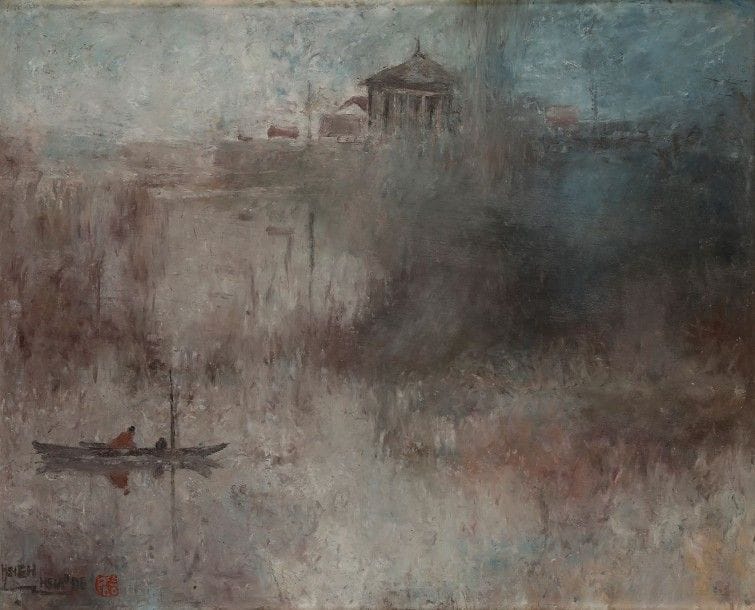 Hsiao-Teh HSIEH [chinois] (né en 1940)

Paysage lacustre, 1960
Huile sur panneau.
Signée en bas à gauche.
38 x 46 cm

