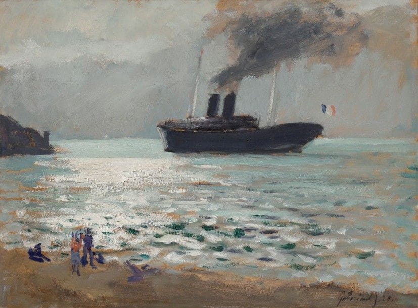 Josué GABORIAUD (1883-1955)

Le Départ du Steamer, 1929
Huile sur papier contrecollé sur toile.
Signée et datée en bas à droite.
54 x 71 cm