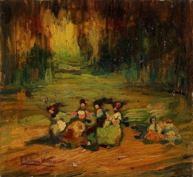 Fréderico BELTRAN-MASSES (1885-1949)

La Danse
Huile sur carton.
Signée en bas à gauche.
Contresignée et annotée au dos: «A mes chers frères Marguerite et Virgilio. Fréderico Beltran-Masses 1930».
22 x 27 cm