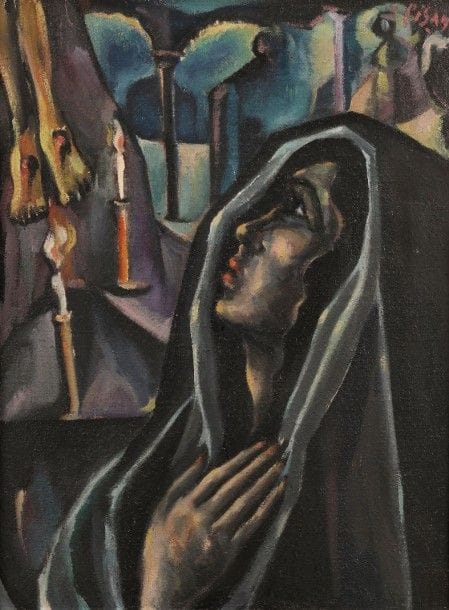 Eduardo PISANO (1912-1986)

Sainte-Femme
Huile sur toile.
Signée en haut à droite.
61 x 46 cm
