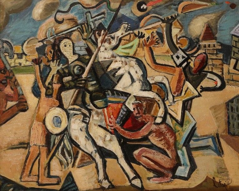 Louis LATAPIE (1891-1972)

La Capture de Jeanne d'Arc, 1936
Huile sur panneau.
Signée en bas à droite.
54 x 67 cm
Commentaire:
Un certificat de Laure Latapie sera remis à l'acquéreur.
