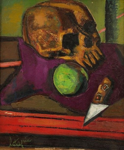 Louis LATAPIE (1891-1972)

Vanité, 1938
Huile su toile.
Signée en bas à gauche.
Signée et datée au dos.
(Petit manque).
48 x 40 cm
