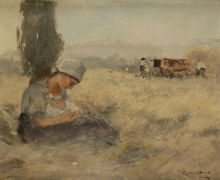 Fernand MAILLAUD (1862-1948)

Bergère nourrissant son enfant
Huile su carton.
38 x 46 cm