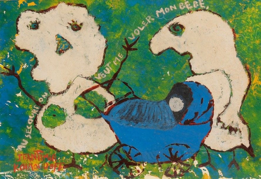 Jeantimir KCHAOUDOFF (né en 1941)

Au secours on veut me voler mon bébé
Acrylique sur carton.
Signée en bas à gauche.
Titrée dans la composition.
33.5 x 49.5 cm