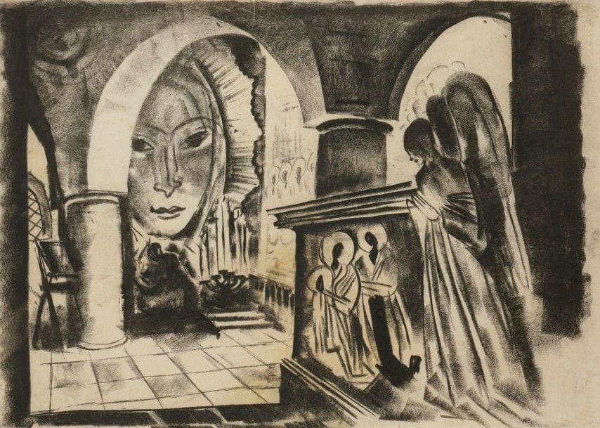 André ANDREJEW (1887 - 1967)
Dessin pour Volga en flammes (Victor Tourjansky, 1934) Fusain. (Petite déchirure sur le bord). 43 x 61cm

