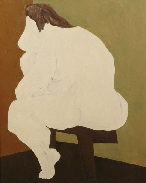 Robert NICOÏDSKI (1931-2001){CR}Femme assise{CR}Huile sur toile.{CR}Non signée.{CR}100 x 81 cm