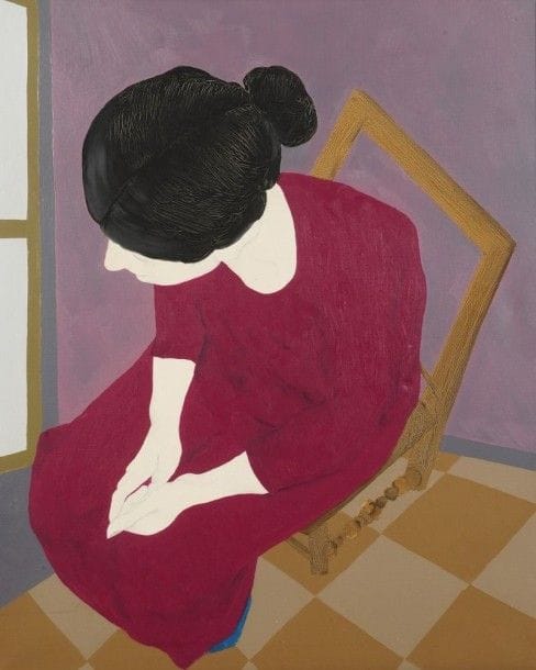 Robert NICOÏDSKI (1931-2001){CR}Femme assise{CR}Huile sur toile.{CR}Non signée.{CR}100 x 81 cm