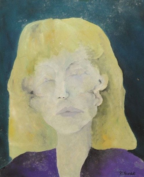 Robert NICOÏDSKI (1931-2001){CR}Portrait de femme{CR}Huile sur toile.{CR}Signée en bas à droite.{CR}61 x 50 cm