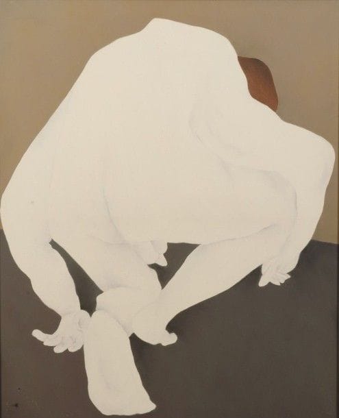 Robert NICOÏDSKI (1931-2001){CR}Homme nu{CR}Huile sur toile.{CR}Signée au dos.{CR}100 x 81 cm