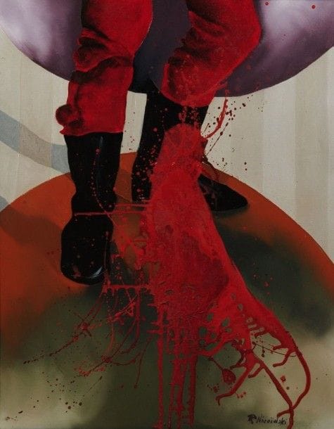 Robert NICOÏDSKI (1931-2001){CR}Les Bottes{CR}Huile sur toile.{CR}Signée en bas à droite.{CR}92 x 73 cm