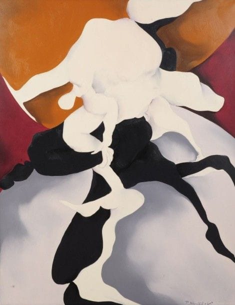 Robert NICOÏDSKI (1931-2001){CR}Couple noir et blanc{CR}Huile sur toile.{CR}Signée en bas à droite.{CR}146 x 114 cm