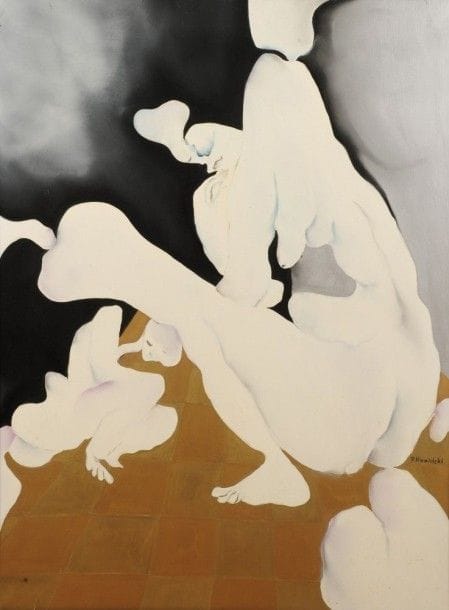 Robert NICOÏDSKI (1931-2001){CR}Femme et enfant{CR}Huile sur toile.{CR}Signée en bas à droite.{CR}130 x 97 cm