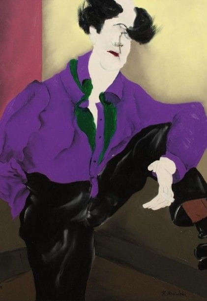 Robert NICOÏDSKI (1931-2001){CR}Femme à la cigarette{CR}Huile sur panneau.{CR}Signée en bas à droite.{CR}101 x 71 cm