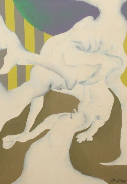 Robert NICOÏDSKI (1931-2001){CR}Couple{CR}Huile sur panneau.{CR}Signée en bas à droite.{CR}101 x 71 cm