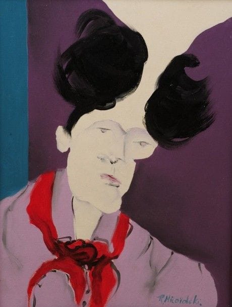 Robert NICOÏDSKI (1931-2001){CR}Portrait d’homme{CR}Huile sur panneau.{CR}Signée en bas à droite.{CR}61 x 46 cm