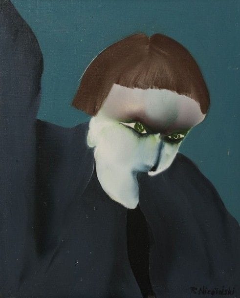 Robert NICOÏDSKI (1931-2001){CR}Portrait de femme{CR}Huile sur toile.{CR}Signée en bas à droite.{CR}46 x 38 cm
