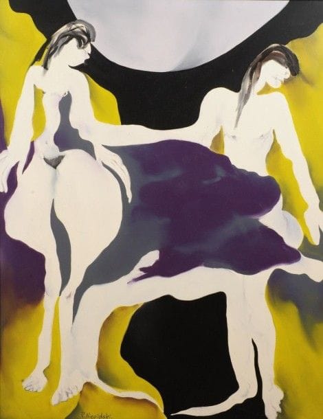 Robert NICOÏDSKI (1931-2001){CR}Deux femmes{CR}Huile sur toile.{CR}Signée en bas à gauche.{CR}146 x 114 cm