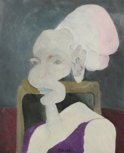 Robert NICOÏDSKI (1931-2001){CR}Portrait de femme{CR}Huile sur toile.{CR}Signée en bas au milieu.{CR}61 x 50 cm