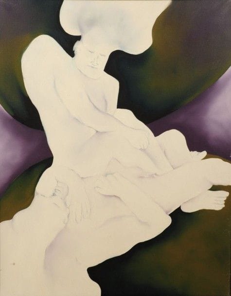 Robert NICOÏDSKI (1931-2001){CR}Couple{CR}Huile sur toile.{CR}Signée au dos.{CR}146 x 114 cm