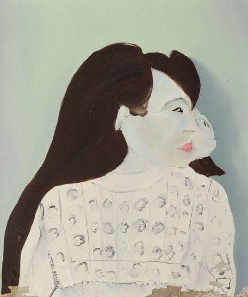 Robert NICOÏDSKI (1931-2001){CR}Portraits de femme{CR}2 huiles sur toile.{CR}L’une signée.{CR}(Accidents à l’une).{CR}41 x 33 cm et 55 x 46 cm