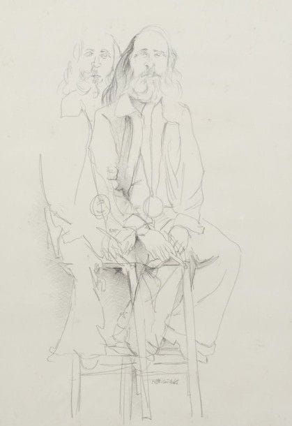Robert NICOÏDSKI (1931-2001){CR}Études d’homme{CR}2 dessins au crayon.{CR}Signés.{CR}67 x 53 cm chaque