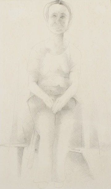 Robert NICOÏDSKI (1931-2001){CR}Femme assise{CR}Dessin à la mine de plomb. {CR}Signé en bas à droite.{CR}92 x 56 cm