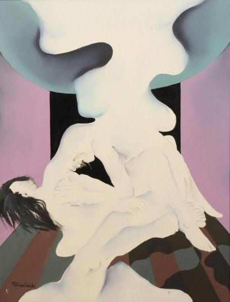 Robert NICOÏDSKI (1931-2001){CR}Couple{CR}Huile sur toile.{CR}Signée en bas à gauche.{CR}116 x 89 cm