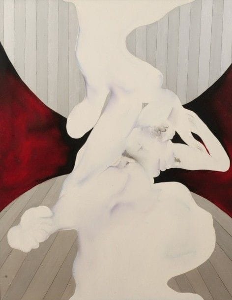 Robert NICOÏDSKI (1931-2001){CR}Le Couple{CR}Huile sur toile.{CR}Signée sur la gauche.{CR}146 x 114 cm