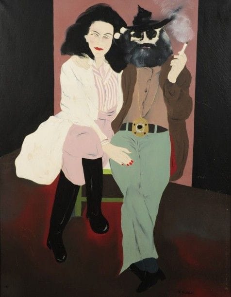 Robert NICOÏDSKI (1931-2001){CR}Couple{CR}Huile sur toile.{CR}Signée en bas à droite.{CR}146 x 114 cm