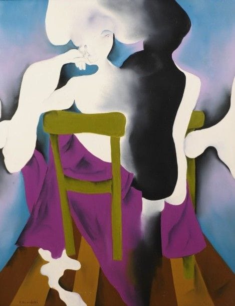 Robert NICOÏDSKI (1931-2001){CR}Nu assis{CR}Huile sur toile.{CR}Signée en bas à gauche.{CR}146 x 114 cm