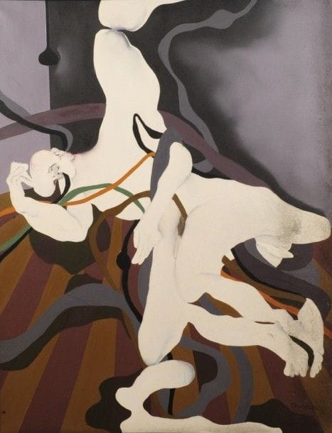 Robert NICOÏDSKI (1931-2001){CR}Personnage emmêlé{CR}Huile sur toile.{CR}Signée en bas à droite.{CR}146 x 114 cm