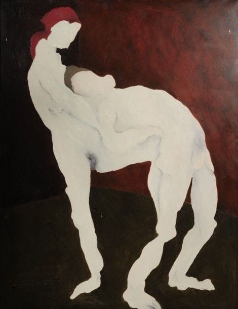 Robert NICOÏDSKI (1931-2001){CR}Couple{CR}Huile sur toile.{CR}Non signée.{CR}(Petits manques).{CR}146 x 114 cm