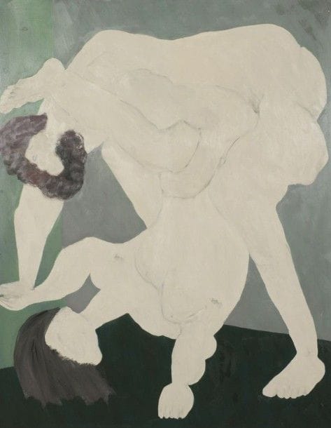 Robert NICOÏDSKI (1931-2001){CR}Deux nus{CR}Huile sur toile.{CR}Non signée.{CR}146 x 114 cm