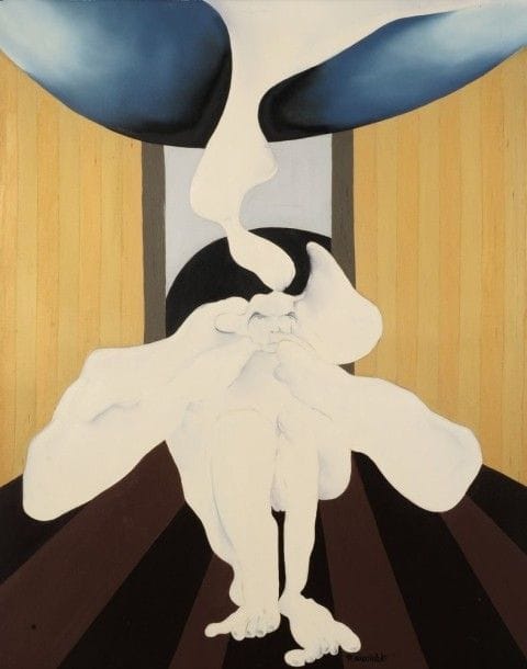 Robert NICOÏDSKI (1931-2001){CR}Dieu Thor{CR}Huile sur toile.{CR}Signée en bas à droite.{CR}162 x 130 cm