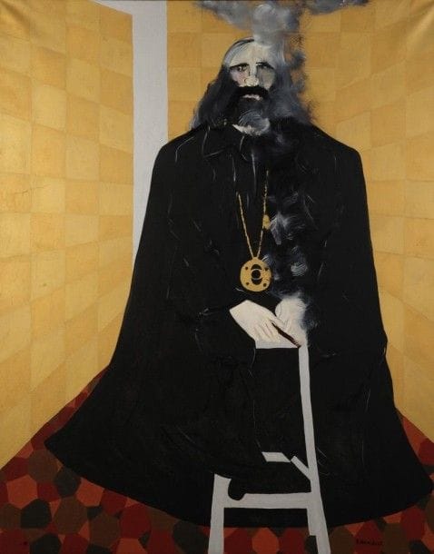Robert NICOÏDSKI (1931-2001){CR}Le Gourou{CR}Huile sur toile.{CR}Signée en bas à droite.{CR}162 x 130 cm